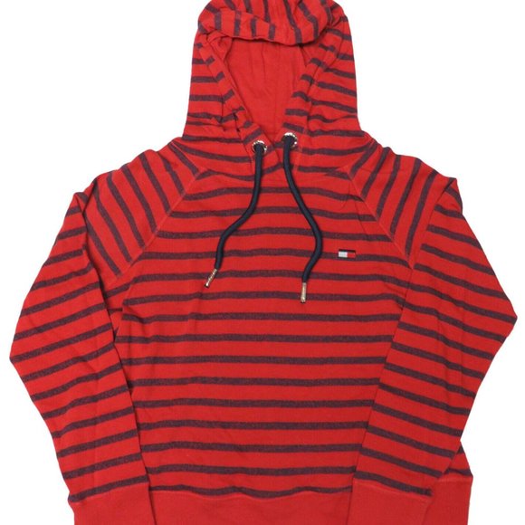 Tommy Hilfiger Sport Womens Pullover Hoodie Red Striped NWT - Picture 1 of 3